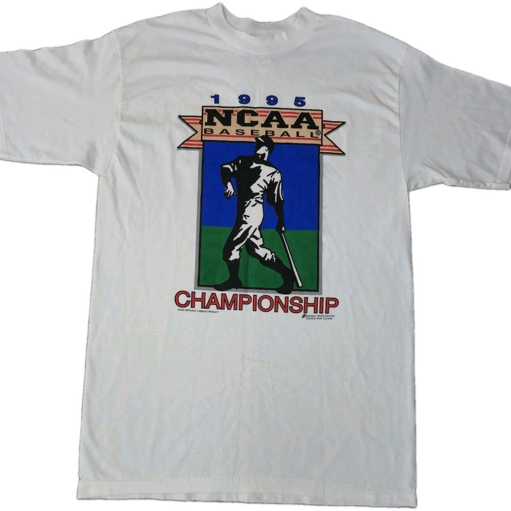 Vintage 90s NCAA Baseball Championship 95 T Shirt Size L Single Stitch